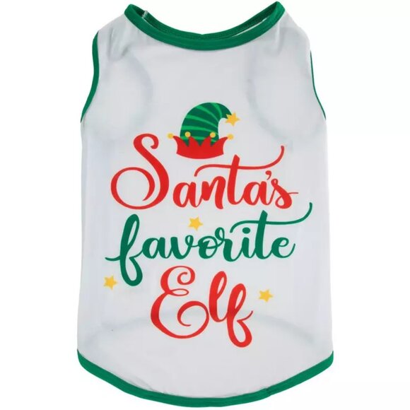 NEW The Christmas Shoppe Santa's Favorite Elf Dog Shirt Medium - Picture 1 of 5